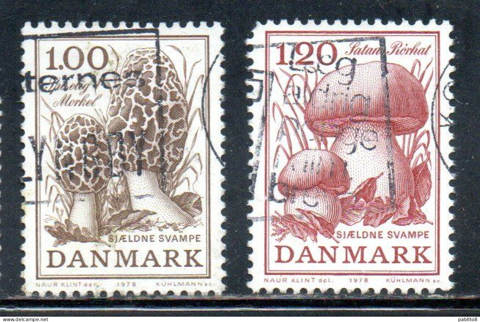 DANEMARK DANMARK DENMARK DANIMARCA 1978 MUSHROOMS EDIBLE MOREL AND SATAN COMPLETE SET SERIE USED USATO OBLITERE' - Used Stamps