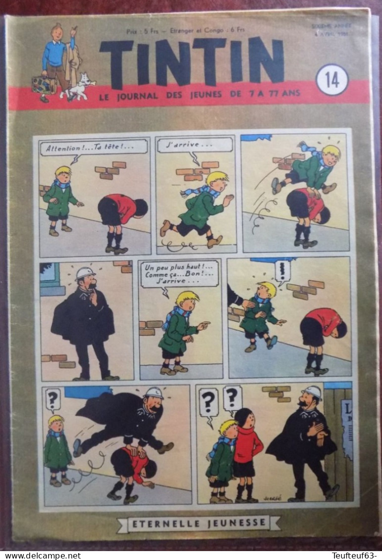 Tintin N° 14-1951 Couv. Quick & Flupke Hergé - Tintin