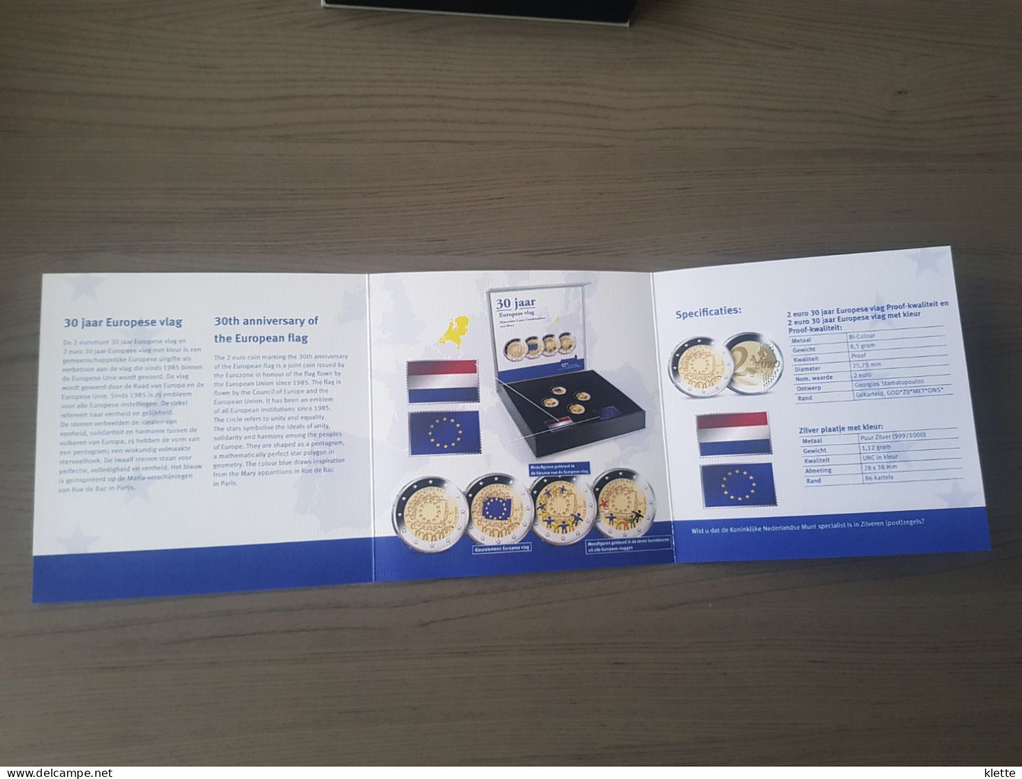 Nederland Combiset 2015 "30 Jaar Europese Vlag" - 4 X 2€ Proof + 2 Zilveren Plaatjes - !! Zelden Aangeboden !! - Netherlands