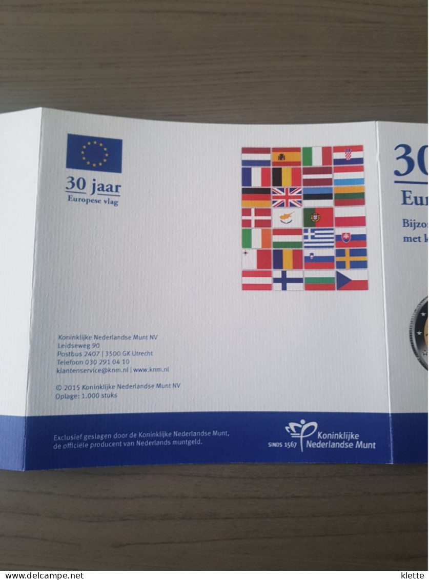 Nederland Combiset 2015 "30 jaar Europese Vlag" - 4 x 2€ proof + 2 zilveren plaatjes - !! Zelden aangeboden !!