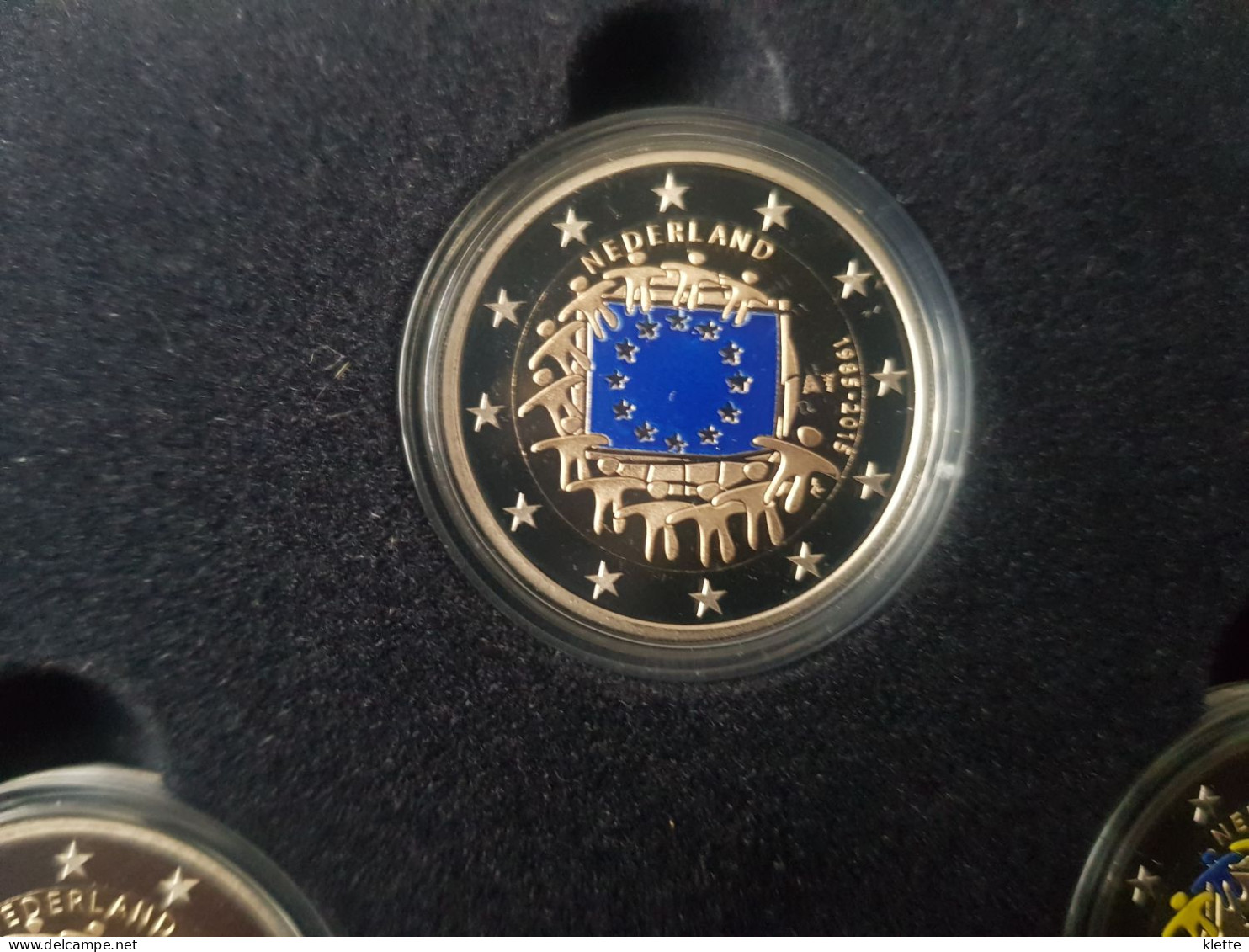 Nederland Combiset 2015 "30 jaar Europese Vlag" - 4 x 2€ proof + 2 zilveren plaatjes - !! Zelden aangeboden !!