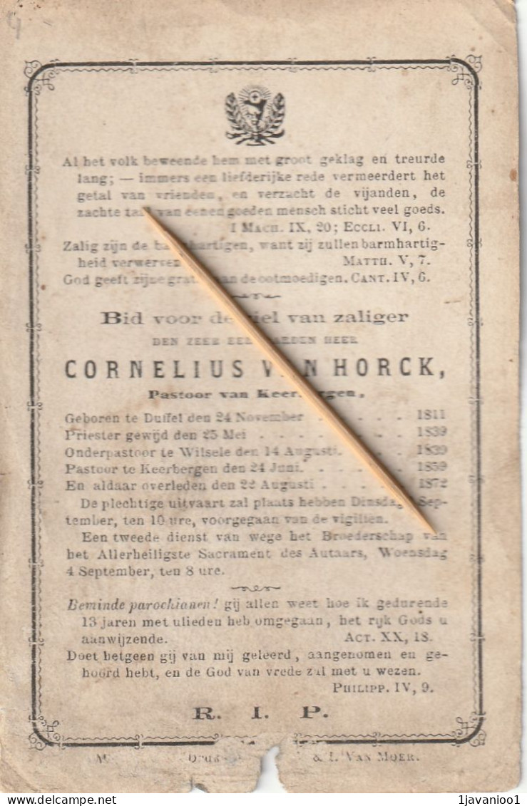 Priester, Prêtre, Abbé, Cornelius Van Horck, Keerbergen, Duffel, Wilsele, 1872, Se Thérèse, - Religione & Esoterismo