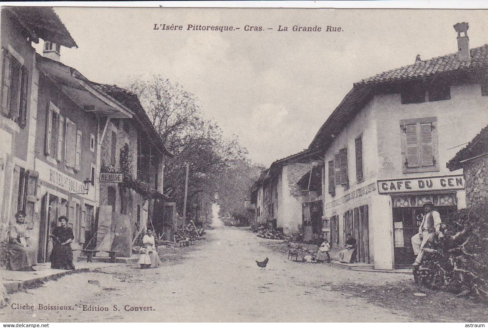 Cpa - 38 - Cras -peu Courante- Animée - La Grade Rue - Café Du Centre - Edi Boissieux - Other & Unclassified