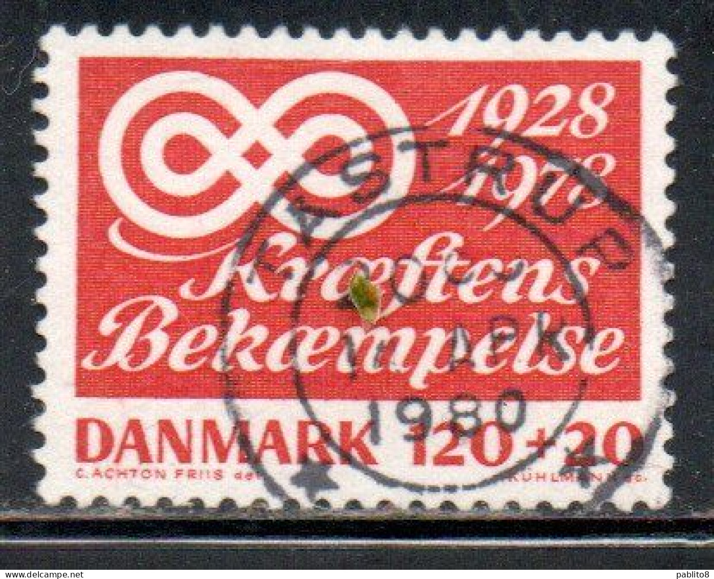DANEMARK DANMARK DENMARK DANIMARCA 1978 DANISH ANTI-CANCER CAMPAIGN 120 + 20o USED USATO OBLITERE' - Used Stamps