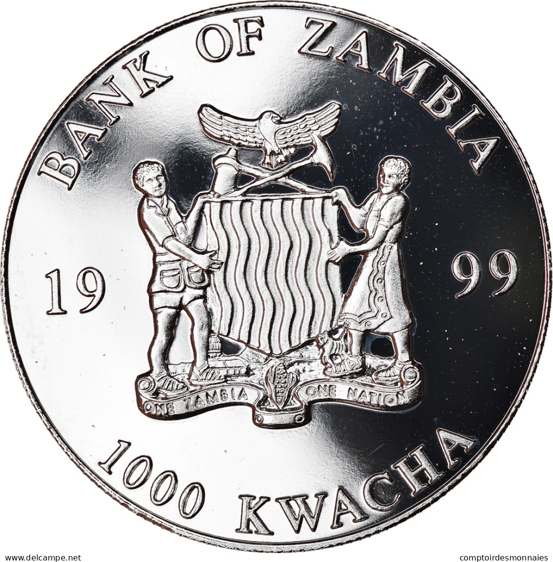 Monnaie, Zambie, 1000 Kwacha, 1999, British Royal Mint, SPL, Silver Plated - Zambia