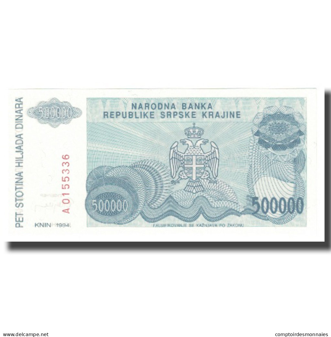 Billet, Croatie, 500,000 Dinara, 1994, KM:R32a, NEUF - Croatia
