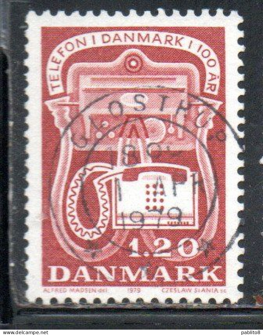 DANEMARK DANMARK DENMARK DANIMARCA 1979 CENTENARY OF DANISH TELEPHONE TELEPHONES 1.20k USED USATO OBLITERE' - Gebraucht