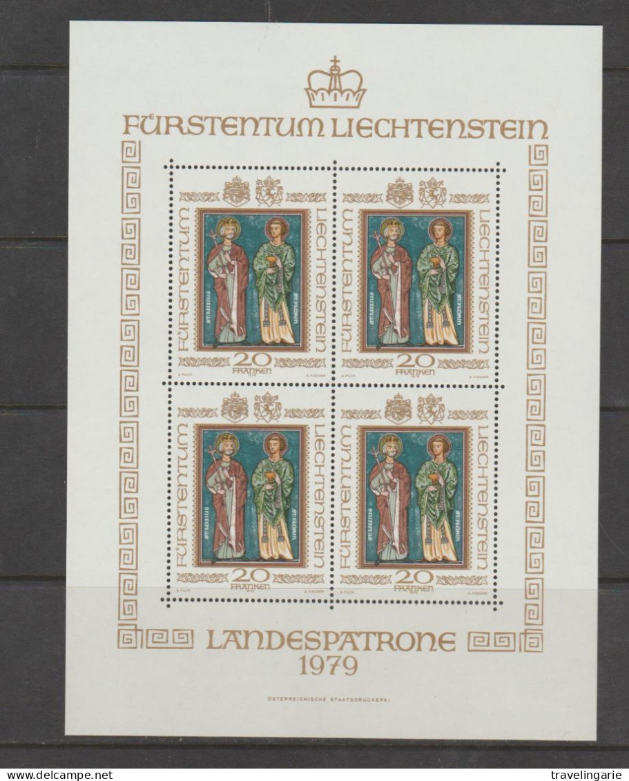 Liechtenstein 1979 St Lucius And St Florian In Sheet Of 4 ** MNH - Ungebraucht