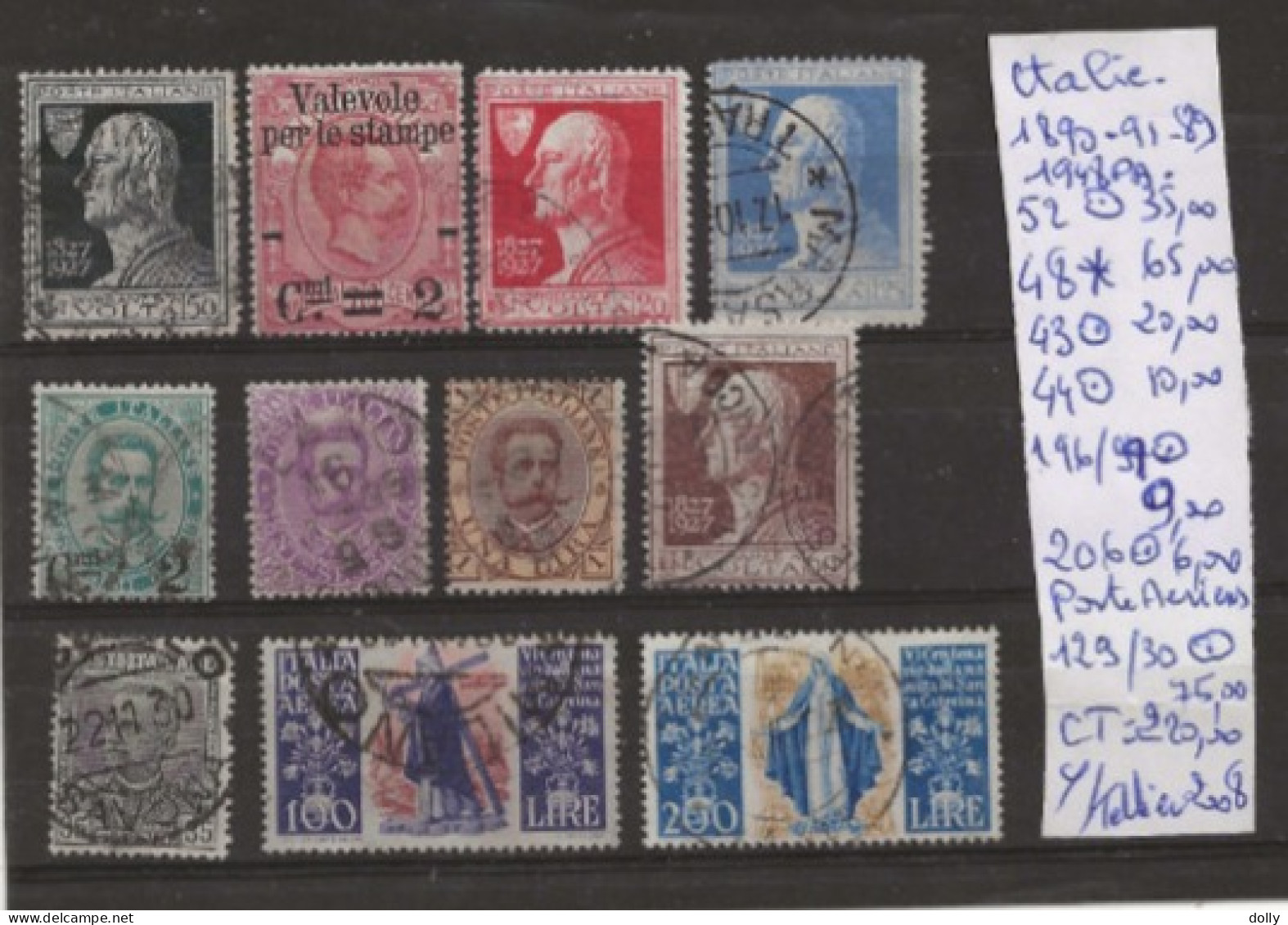 TIMBRES D ITALIE  NEUF */OBLITEREES PA 1890.91.1948 PA Nr VOIR SUR PAPIER AVEC TIMBRES  COTE 220.00 € - Mint/hinged