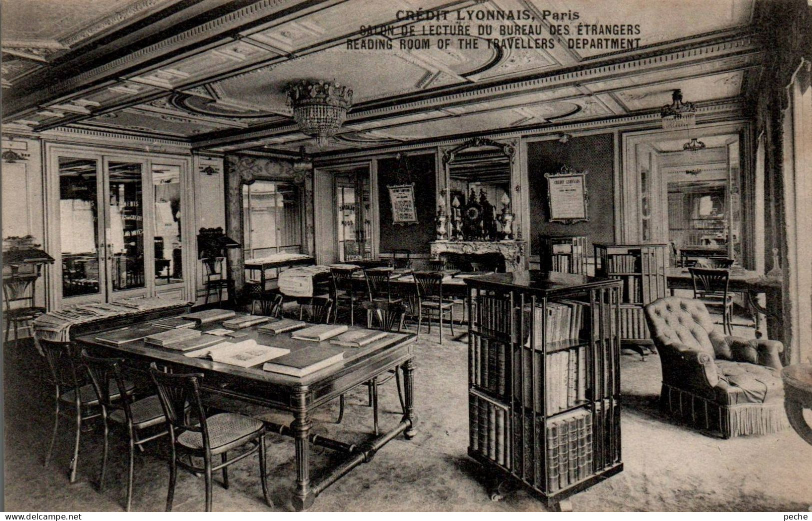 N°3112 W -cpa Paris -Crédit Lyonnais -salon De Lecture Du Bureau Des étrangers- - Banques