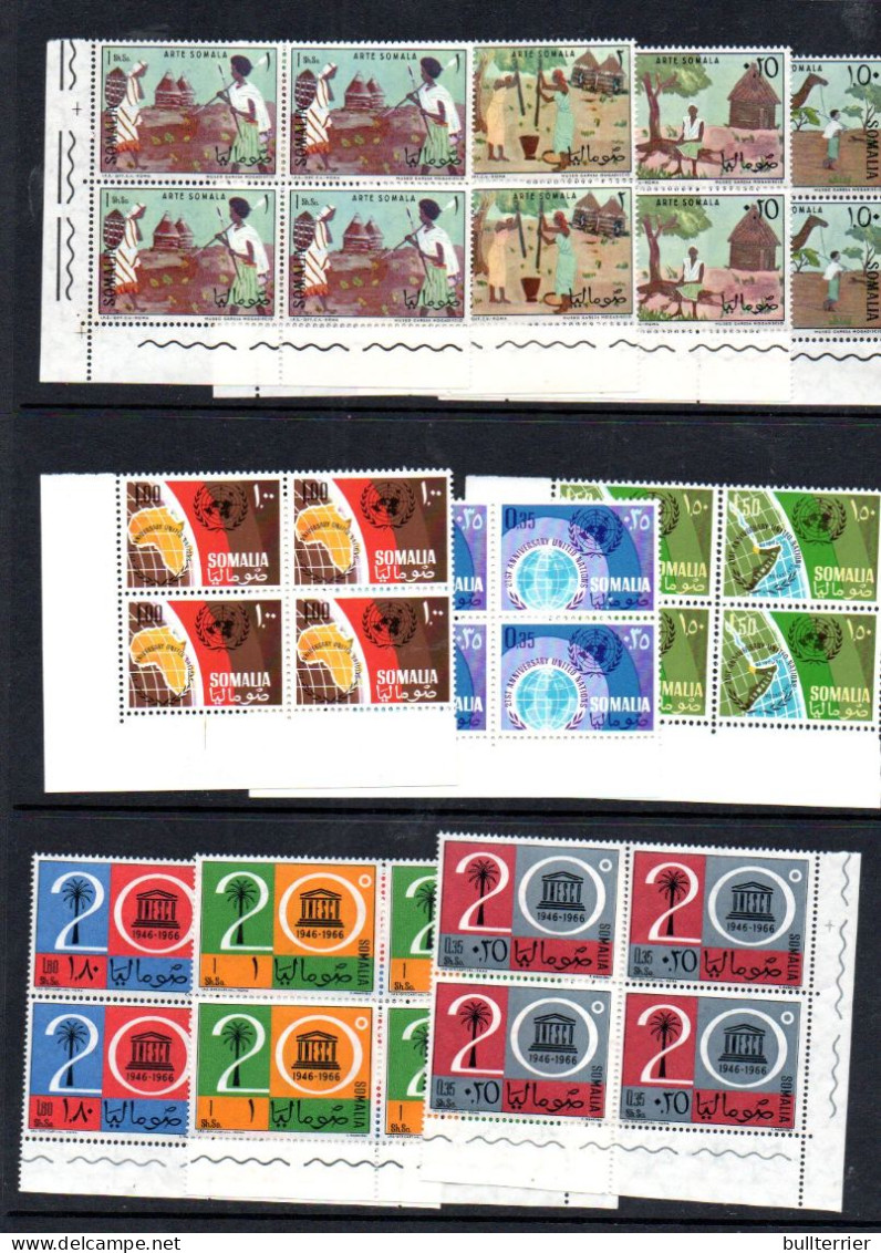 SOMALIA - SELECTION OF ISSUES IN BLOCKS OF 4 MINT NEVER HINGED SG CAT £216 - Neufs