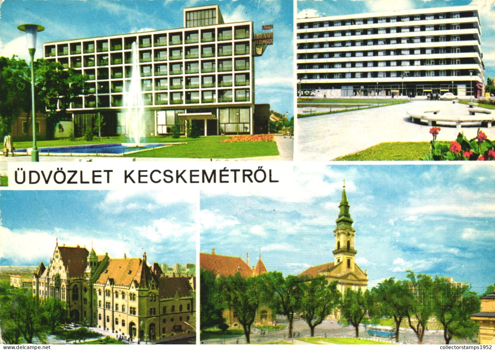 KECSKEMET, MULTIPLE VIEWS, ARCHITECTURE, FOUNTAIN, CAR, PARK, TOWER, HUNGARY, POSTCARD - Hongrie