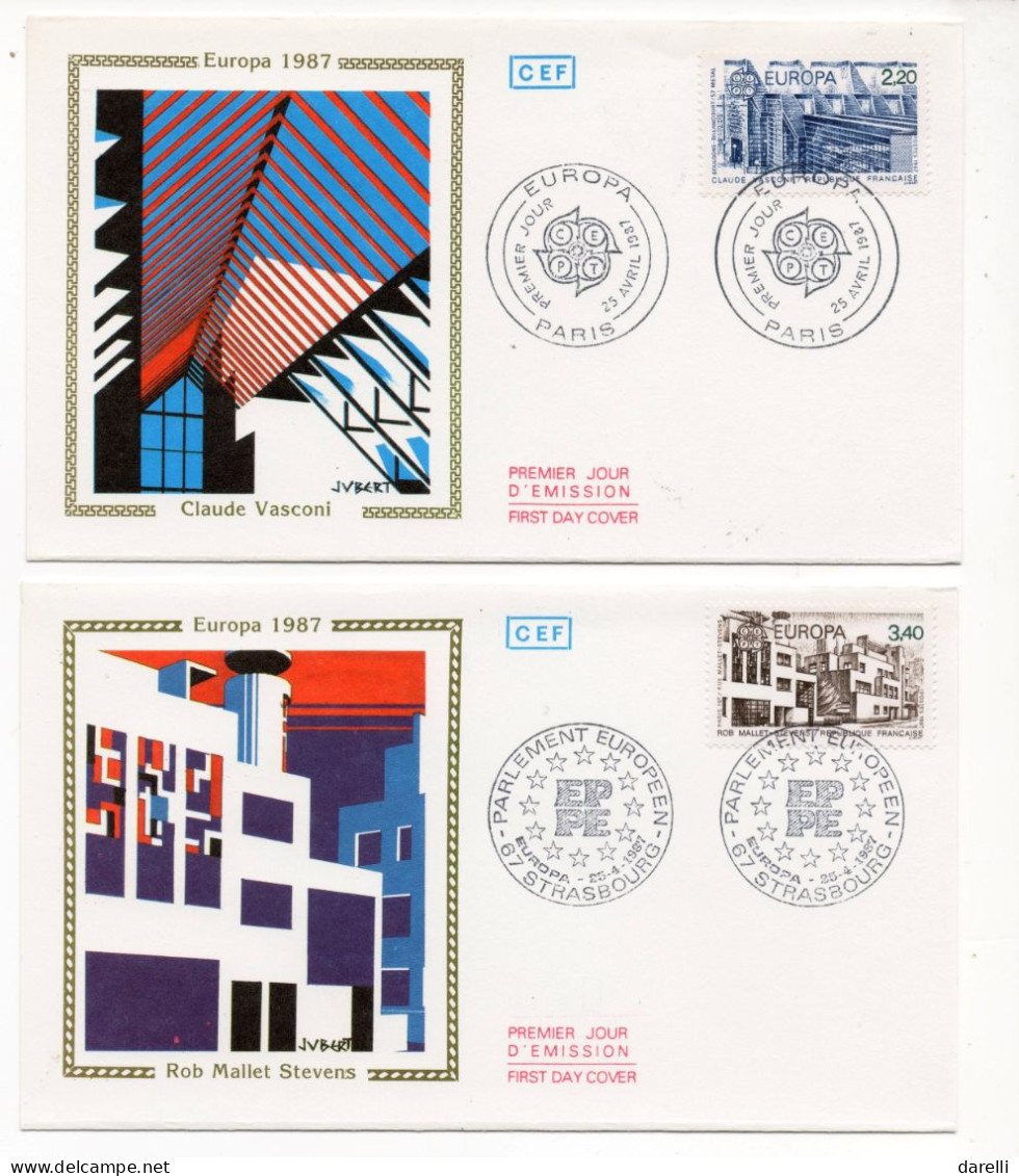 FDC France 1987 - Europa 1987 Claude Vasconi, Rob Mallet Stevens - YT 2471 & 2472 - 67 Strasbourg & Paris - 1980-1989