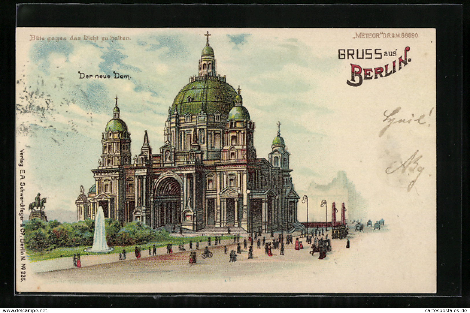 Lithographie Berlin, Der Neue Dom, Halt Gegen Das Licht: Ansicht Bei Vollmond  - Mitte