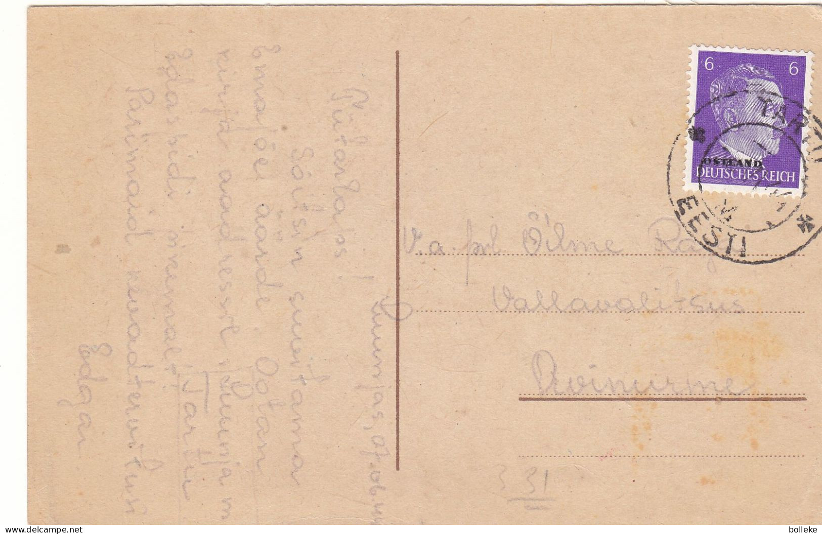 Allemagne - Ostland - Carte Postale De 1944 - Oblit Tartu - Hitler - - Besetzungen 1938-45