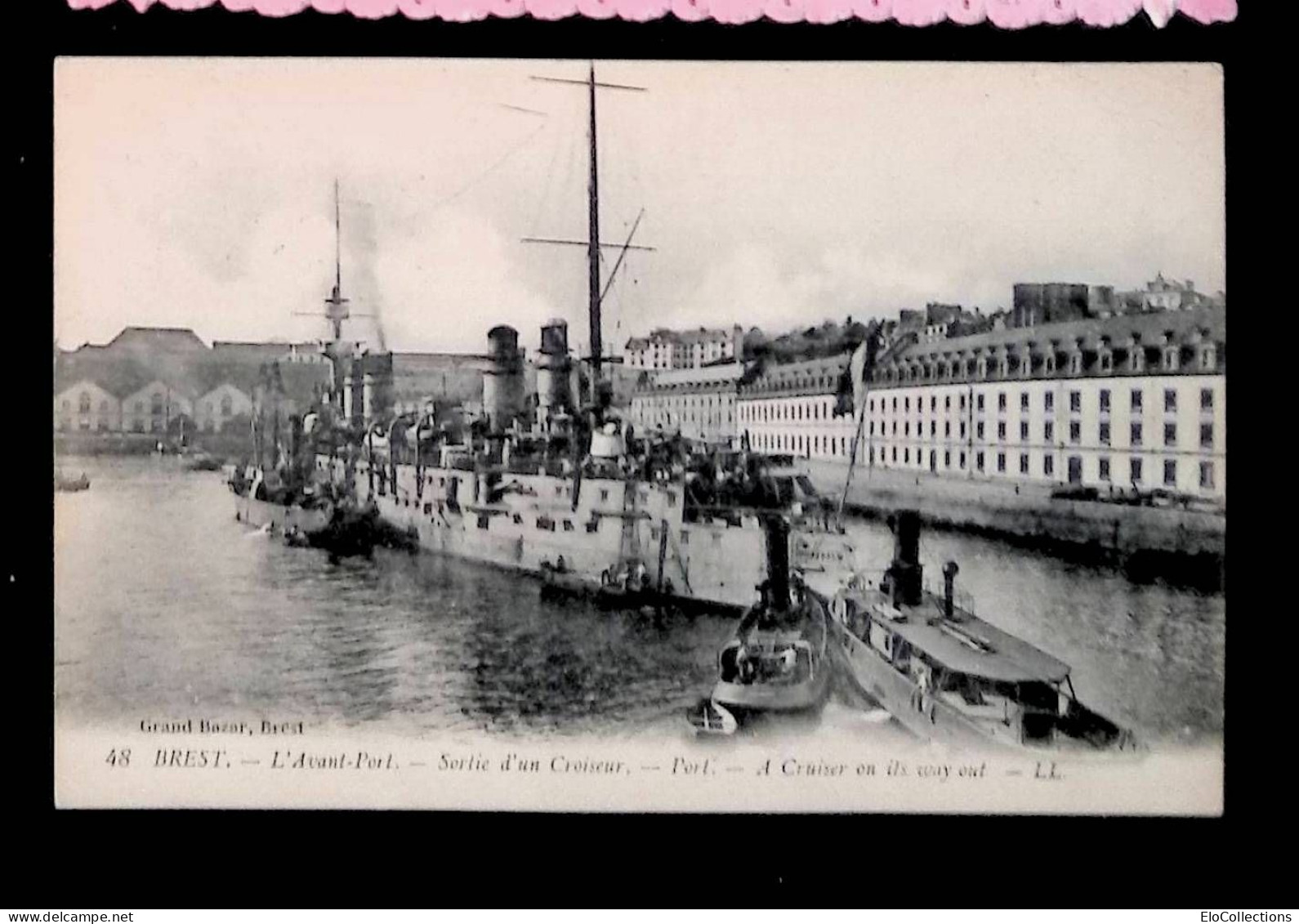 Cp, 29, Brest, L'avant Port, Sortie D'un Croiseur, Bateaux, Marine Nationale, Voyagée 1925 - Brest