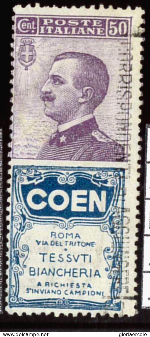 P3107 E - ITALIA REGNO , PUBBLICITARI SASSO. NR.10 , COEN CENT 50, LEGGERMENTE USATO - Oblitérés