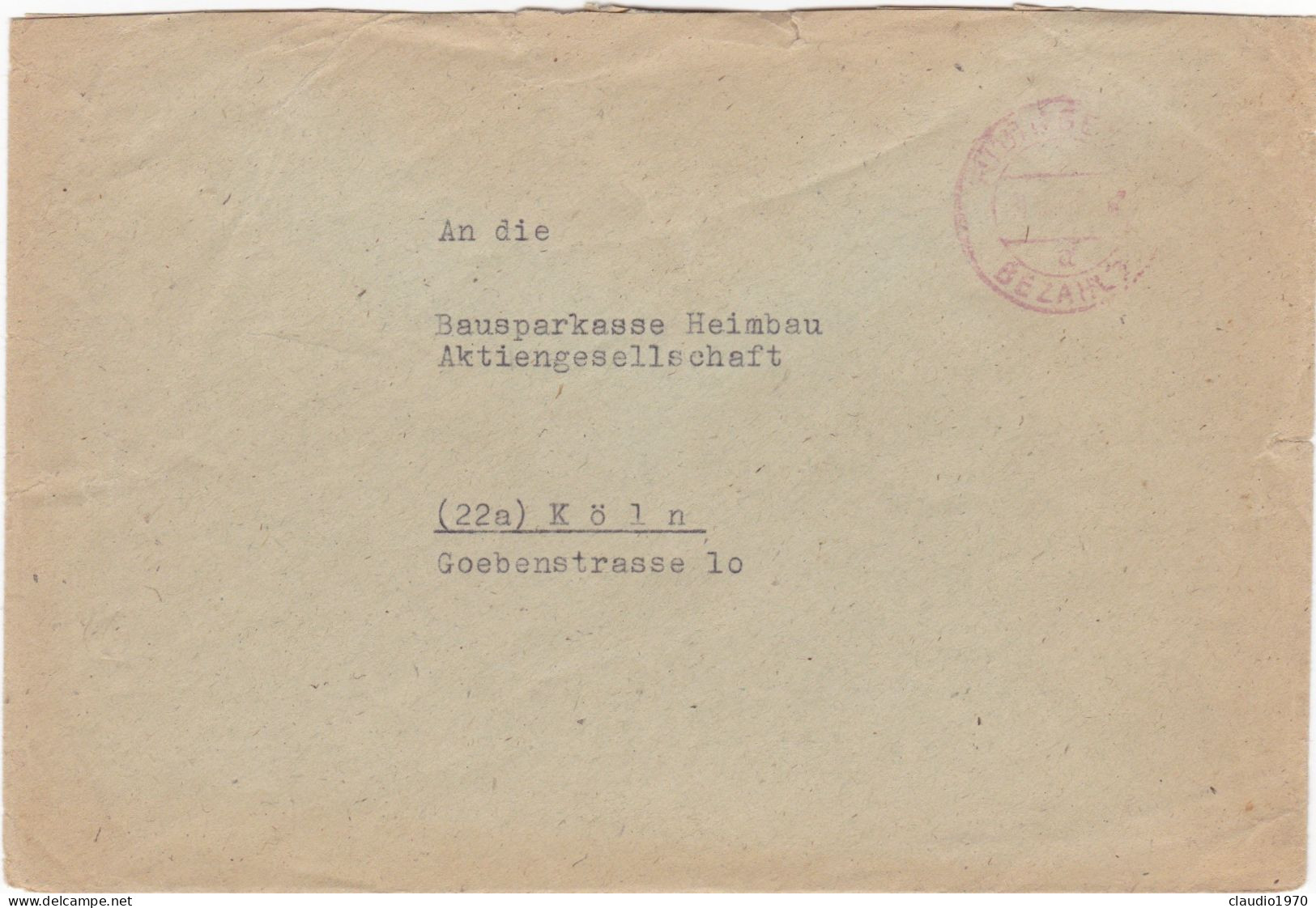 GERMANIA - STORIA POSTALE - BUSTA - 1950 - Other & Unclassified