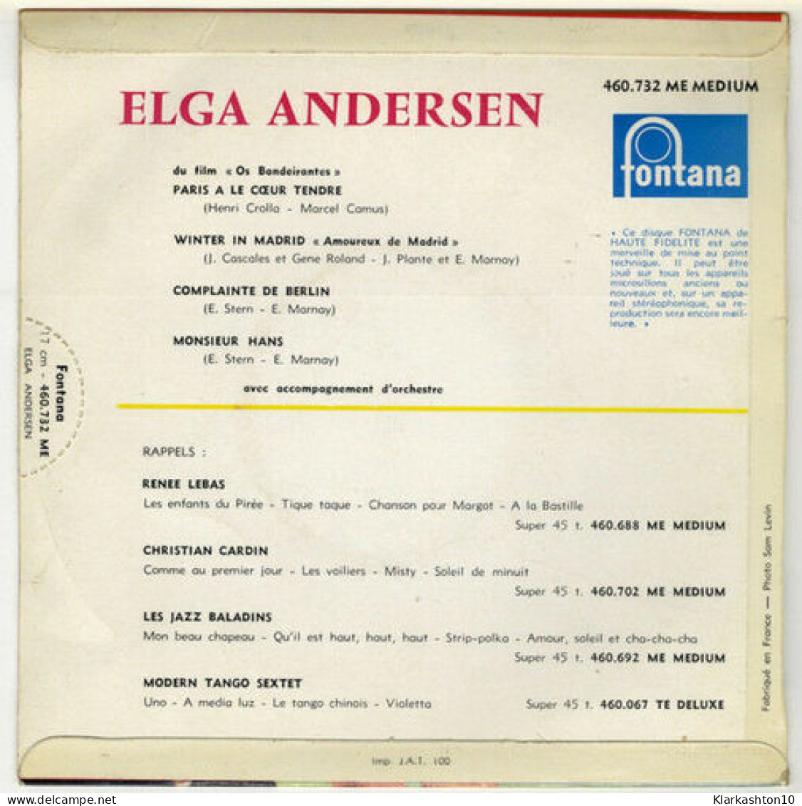 Elga Andersen Chante - Non Classés