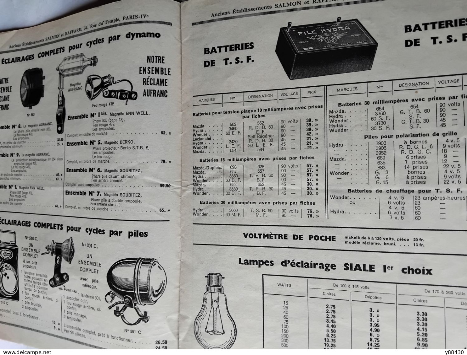 SALMON & RAFFARD à PARIS - catalogue de 1935 - Éclairage portatif et cycles  / Fumeurs / coutellerie / - 20 vues