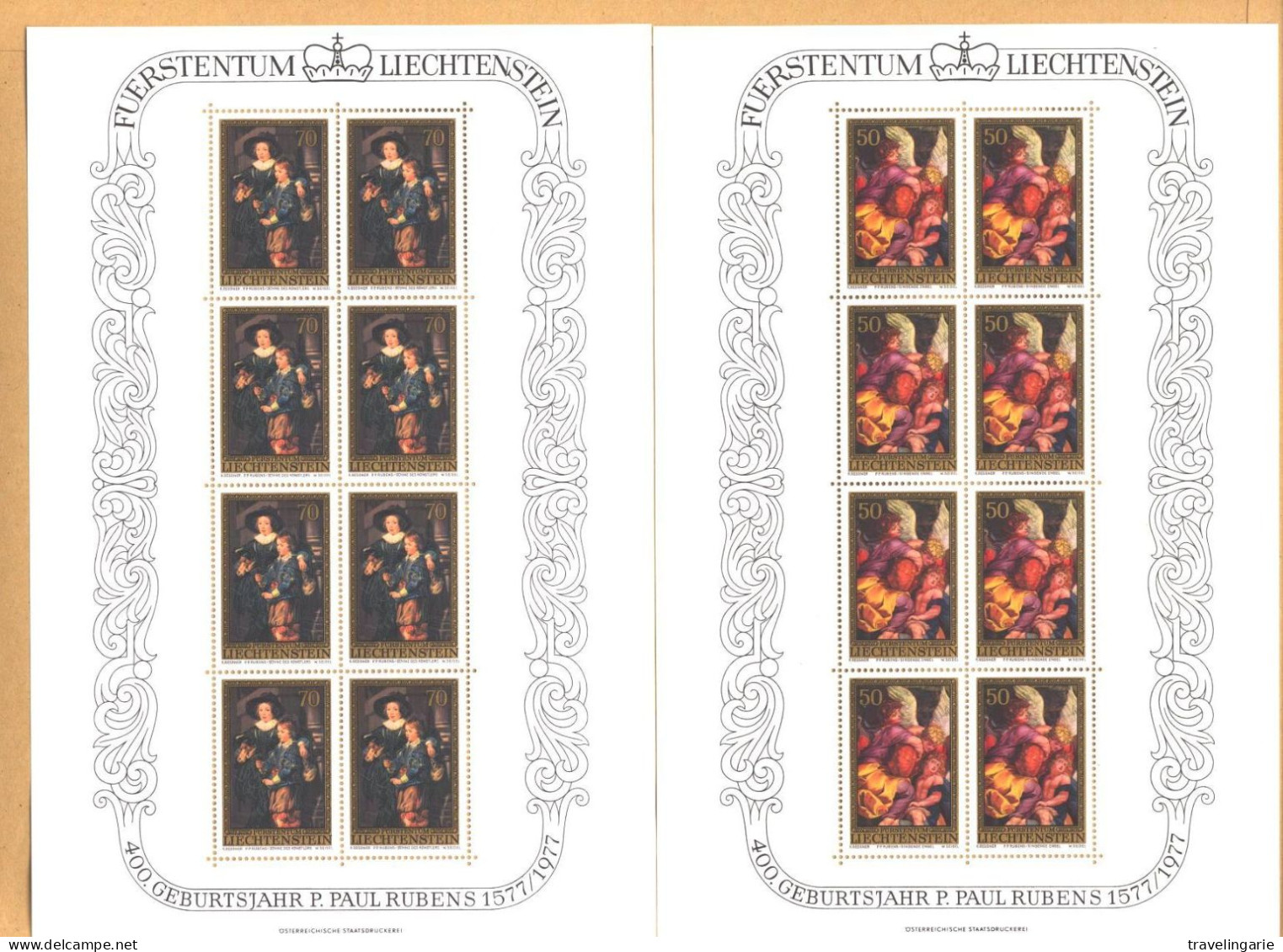 Liechtenstein 1976 RUBENS 400 Jr. Volledige Vellen/ Feuillets Complets, Full Sheets MNH/** - Nuevos