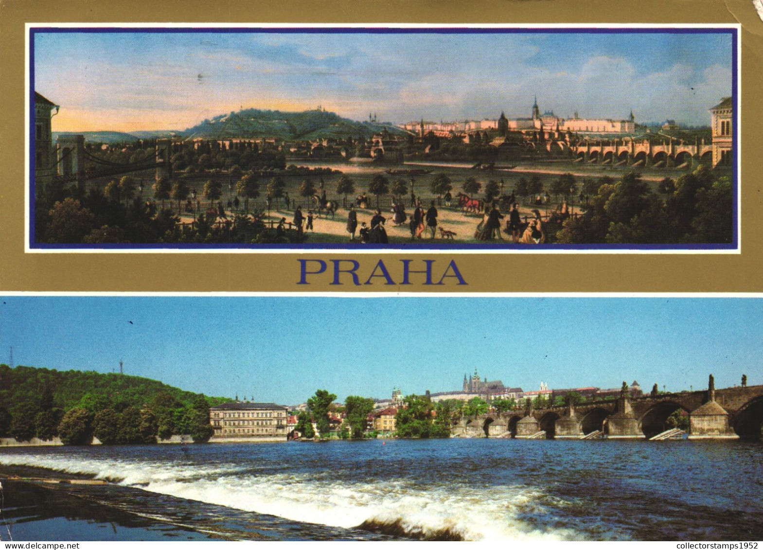 PRAGUE, MULTIPLE VIEWS, ARCHITECTURE, BRIDGE, PAINTING, FINE ARTS, CZECH REPUBLIC, POSTCARD - Czech Republic