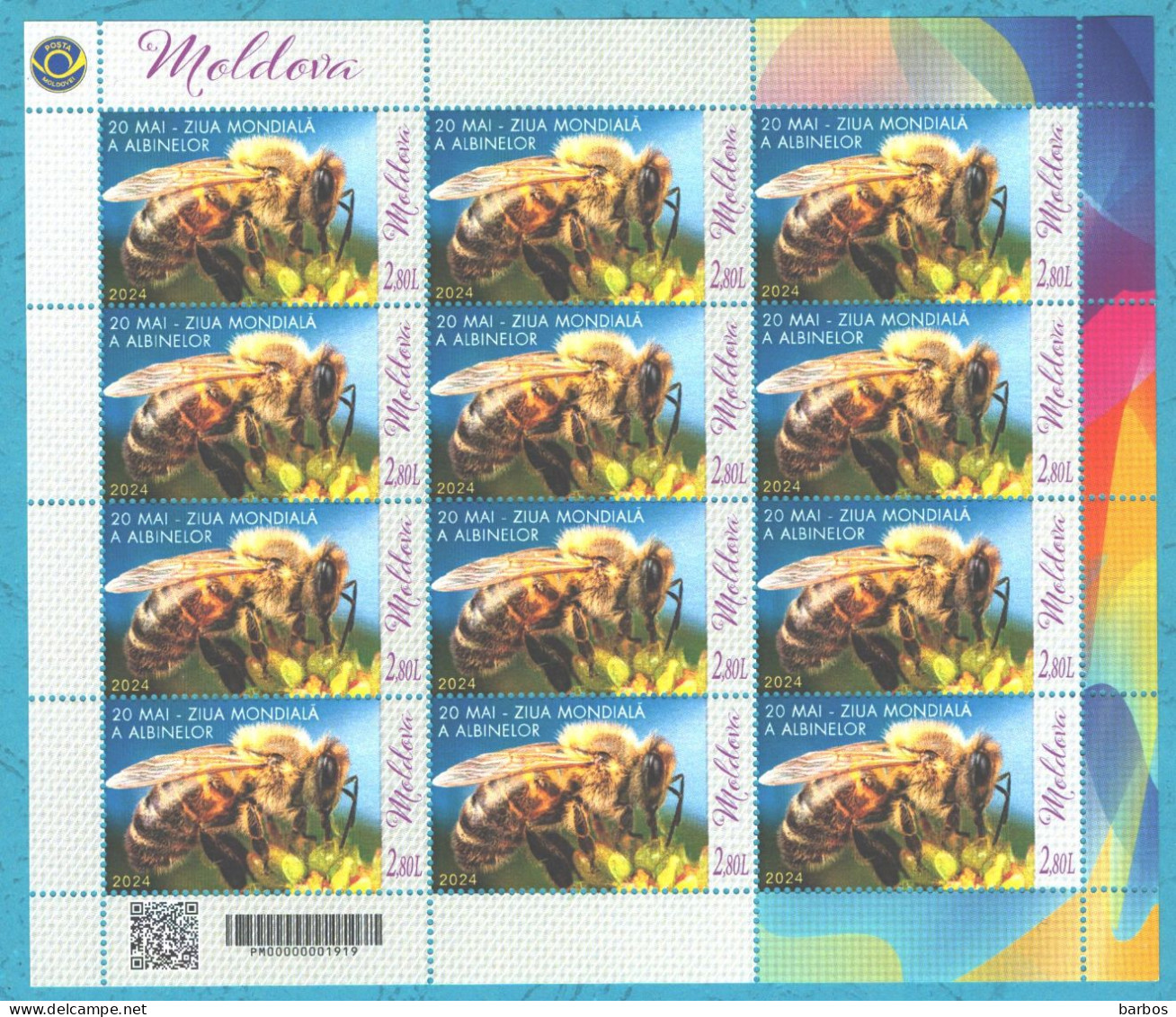 Moldova , 2024 , World Bee Day , Personal Stamp, Sheetlet , MNH - Honeybees