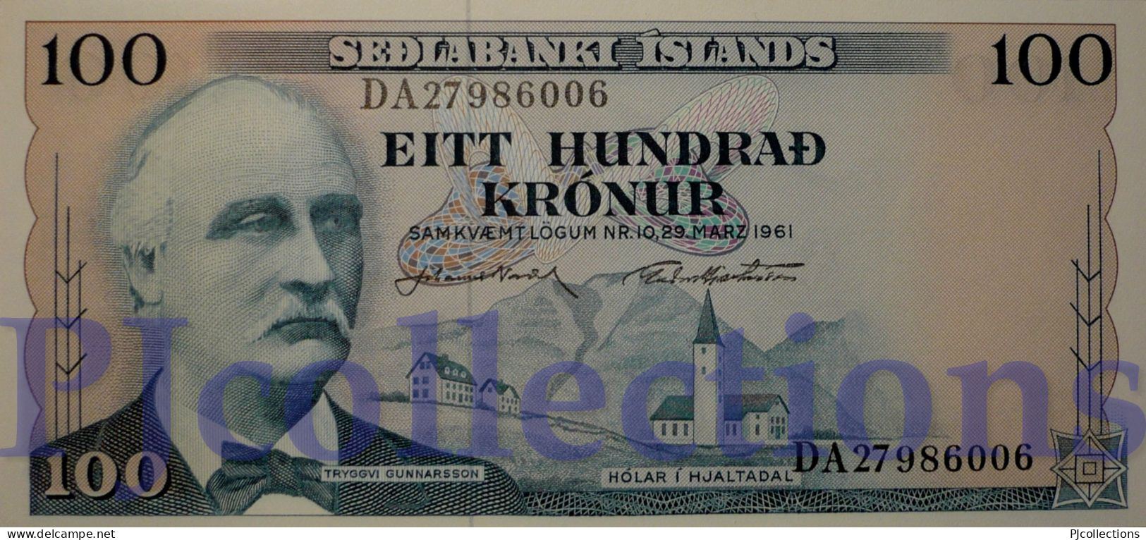 ICELAND 100 KRONUR 1961 PICK 44a UNC - Islande