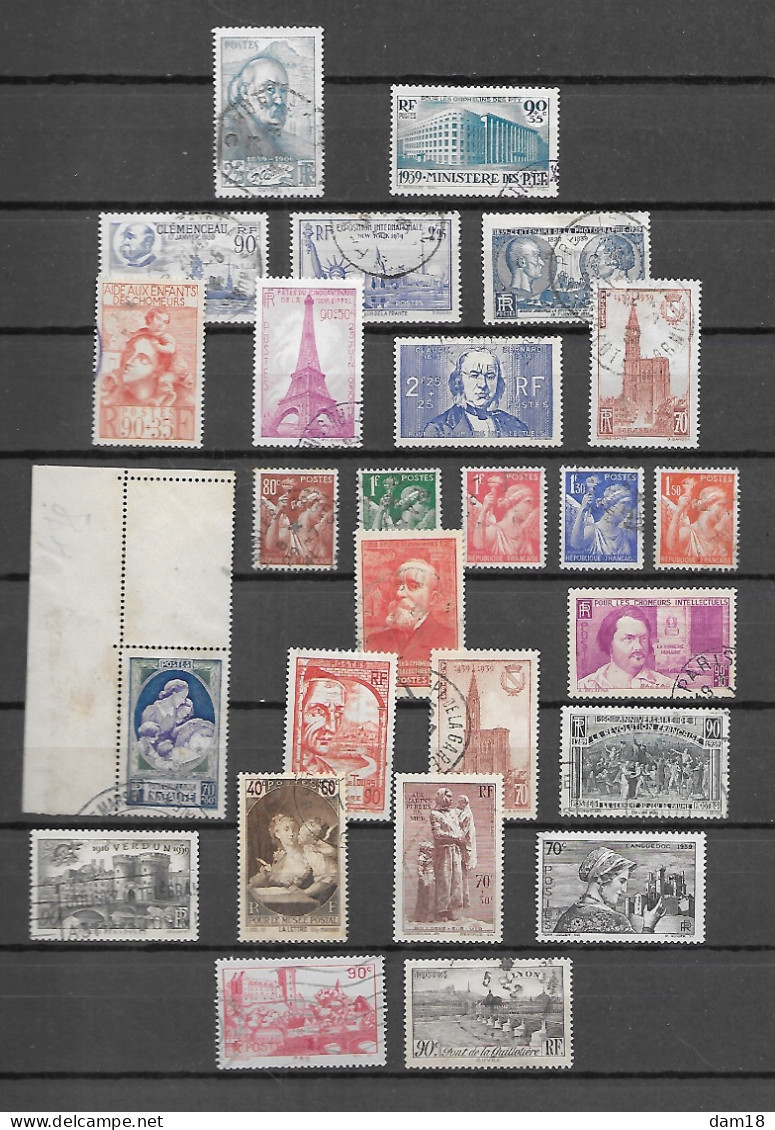 FRANCE 26 TIMBRES EMIS EN 1939 COTE 113,40 EUROS - Used Stamps