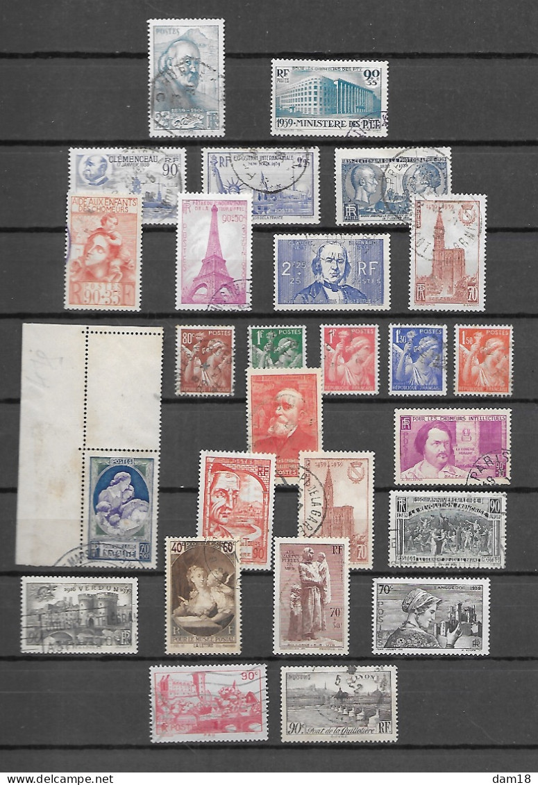 FRANCE 26 TIMBRES EMIS EN 1939 COTE 113,40 EUROS - Gebraucht