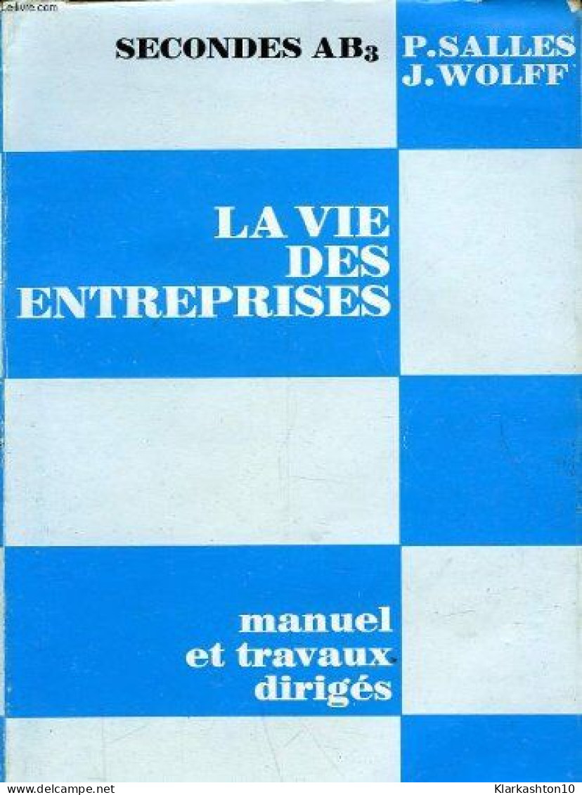 La Vie Des Entreprises - Manuel Et Travaux Diriges - Classe De Seconde 1b3 - Other & Unclassified