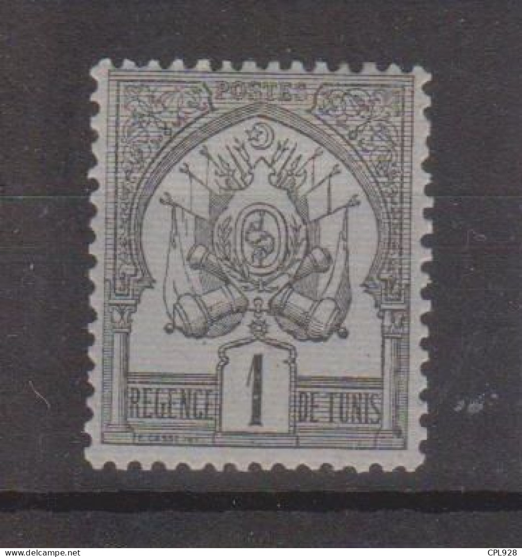 Tunisie N° 1a Fond Ligné Horizontalement Avec Charnière - Unused Stamps