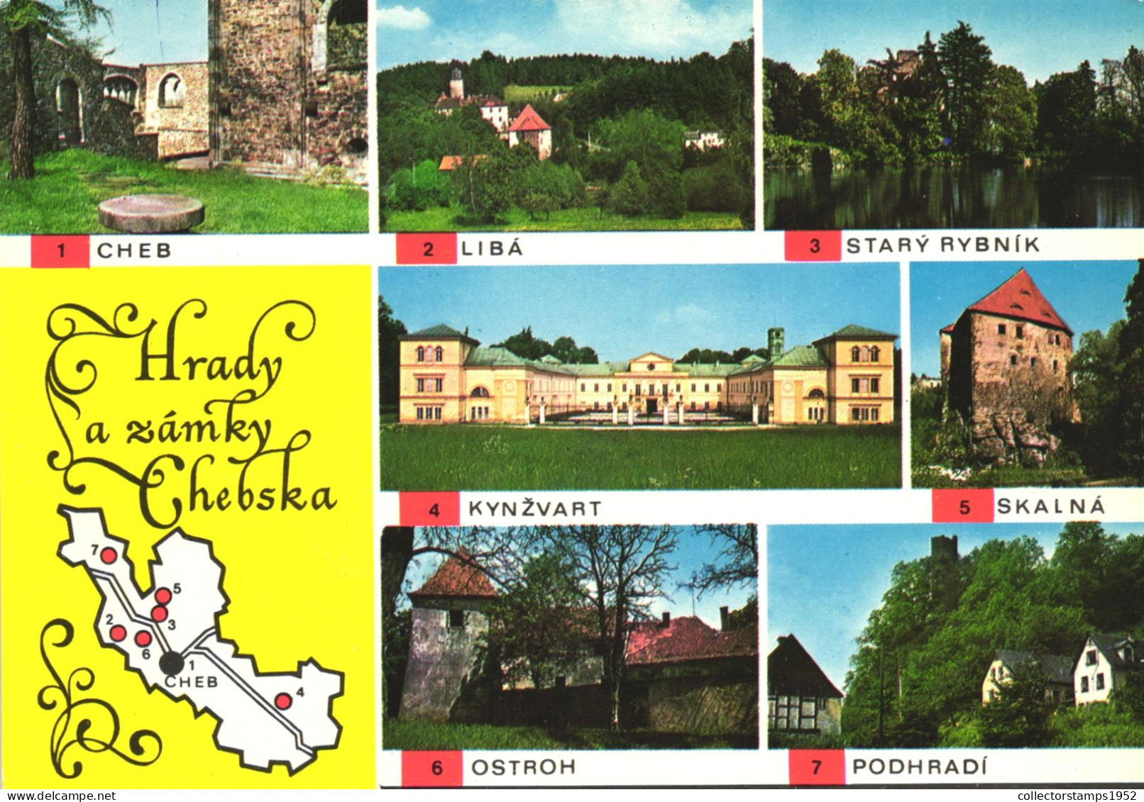 MULTIPLE VIEWS, ARCHITECTURE, CASTLE, MAP, CZECH REPUBLIC, POSTCARD - Czech Republic