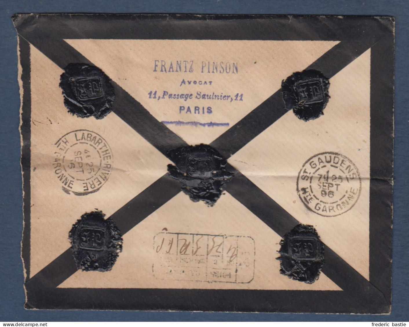 Enveloppe Chargée De Paris Avec Timbres Sage - 1876-1898 Sage (Type II)