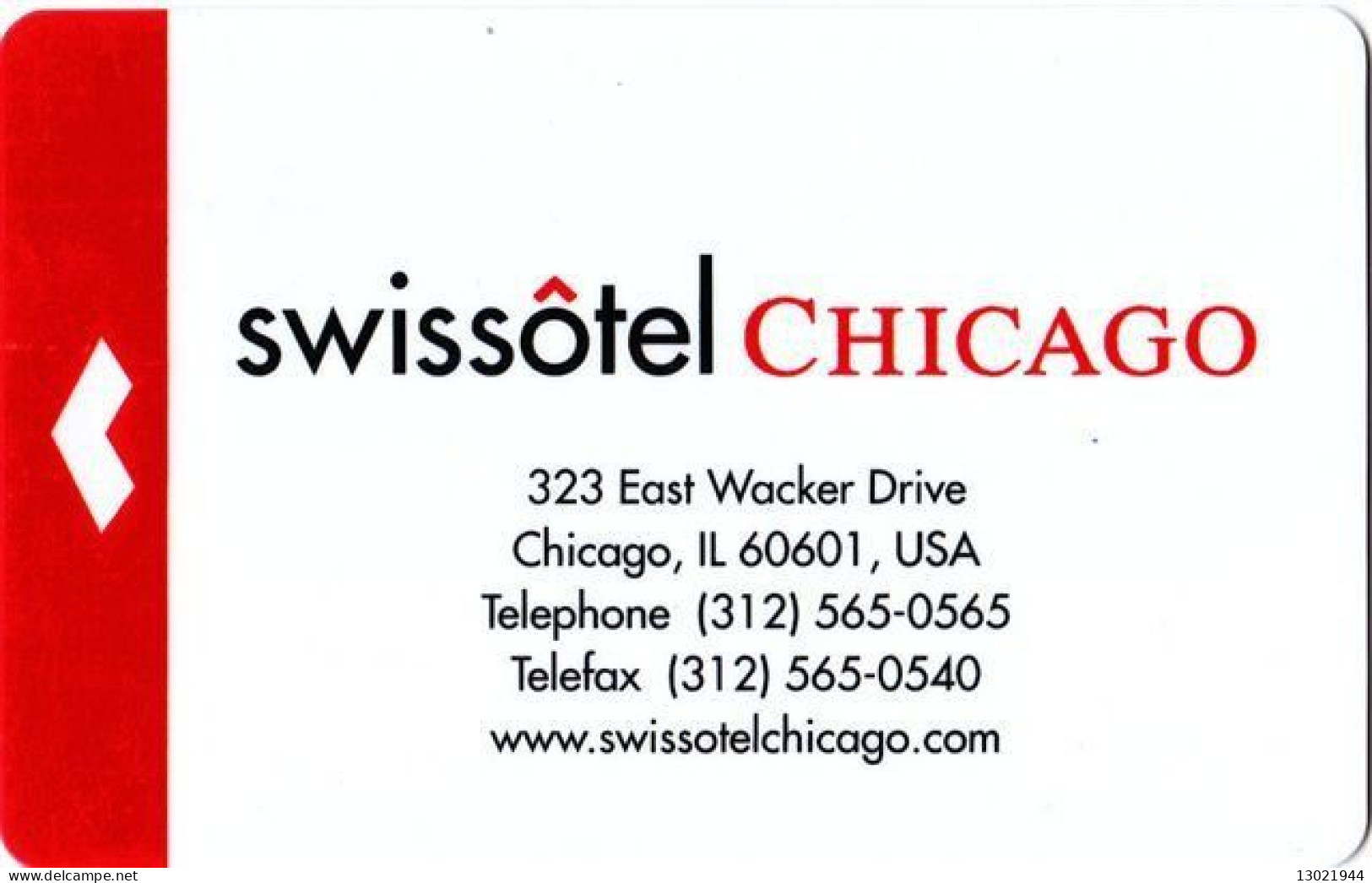 STATI UNITI  KEY HOTEL   Swissôtel Chicago - Geneva The Lobby Lounge - Hotel Keycards