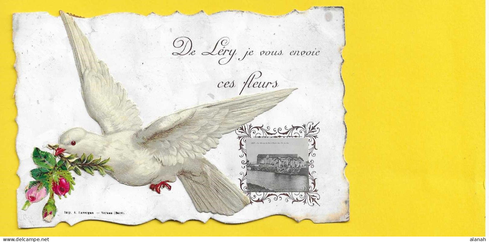 LERY Fantaisie Moiré Découpis Fleurs Colombes  Fabrique Ile Du Roy (Lavergne) Eure (27) - Sonstige & Ohne Zuordnung