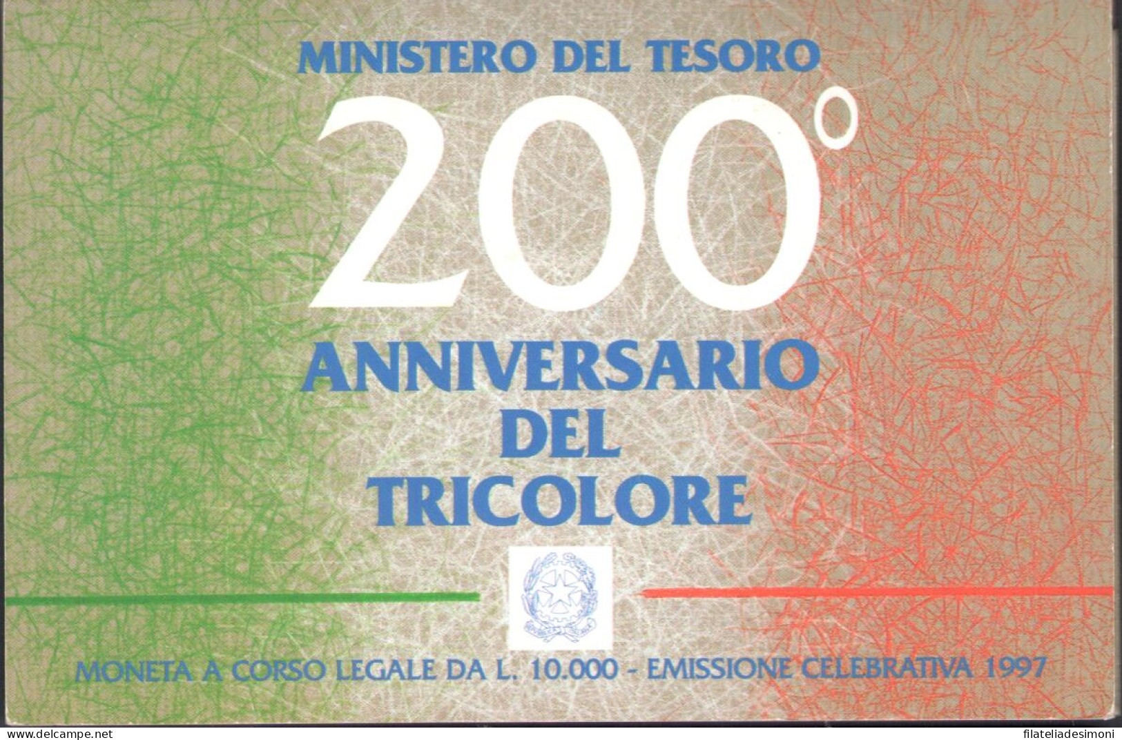 1997 Italia - 10.000 Lire 200 Anniversario Tricolore - FDC - 500 Lire