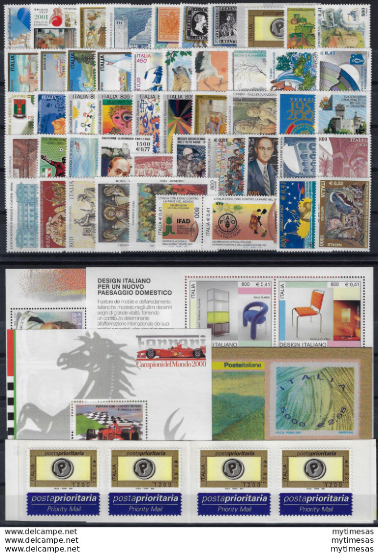 2001 Italia Complete Year 50v. + 3MS MNH - Other & Unclassified