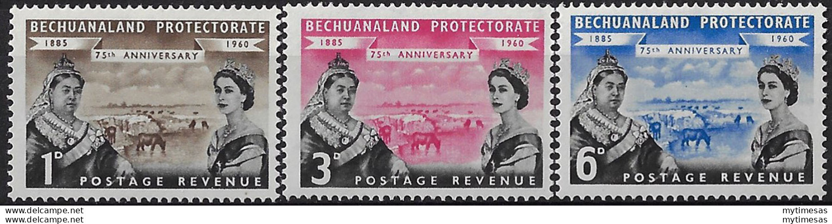 1960 Bechuanaland 75th Protectorate 3v. MNH SG N. 154/56 - Other & Unclassified