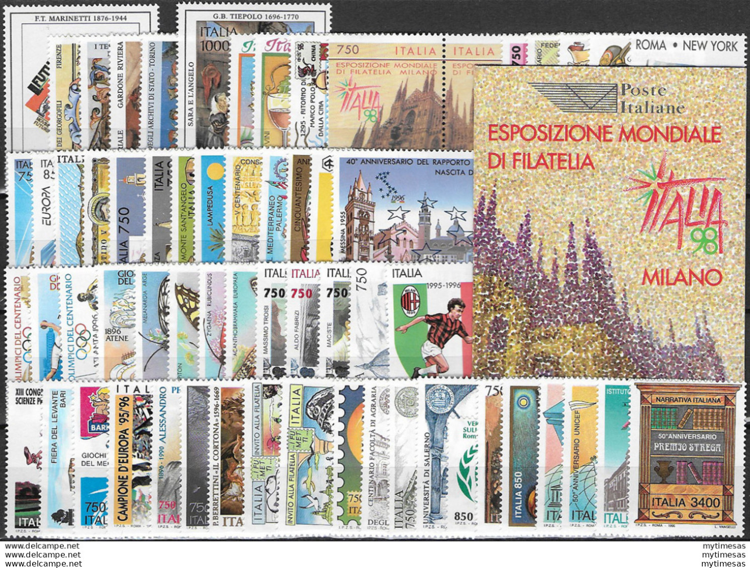 1996 Italia Complete Year 62v. + 1booklet MNH - Other & Unclassified