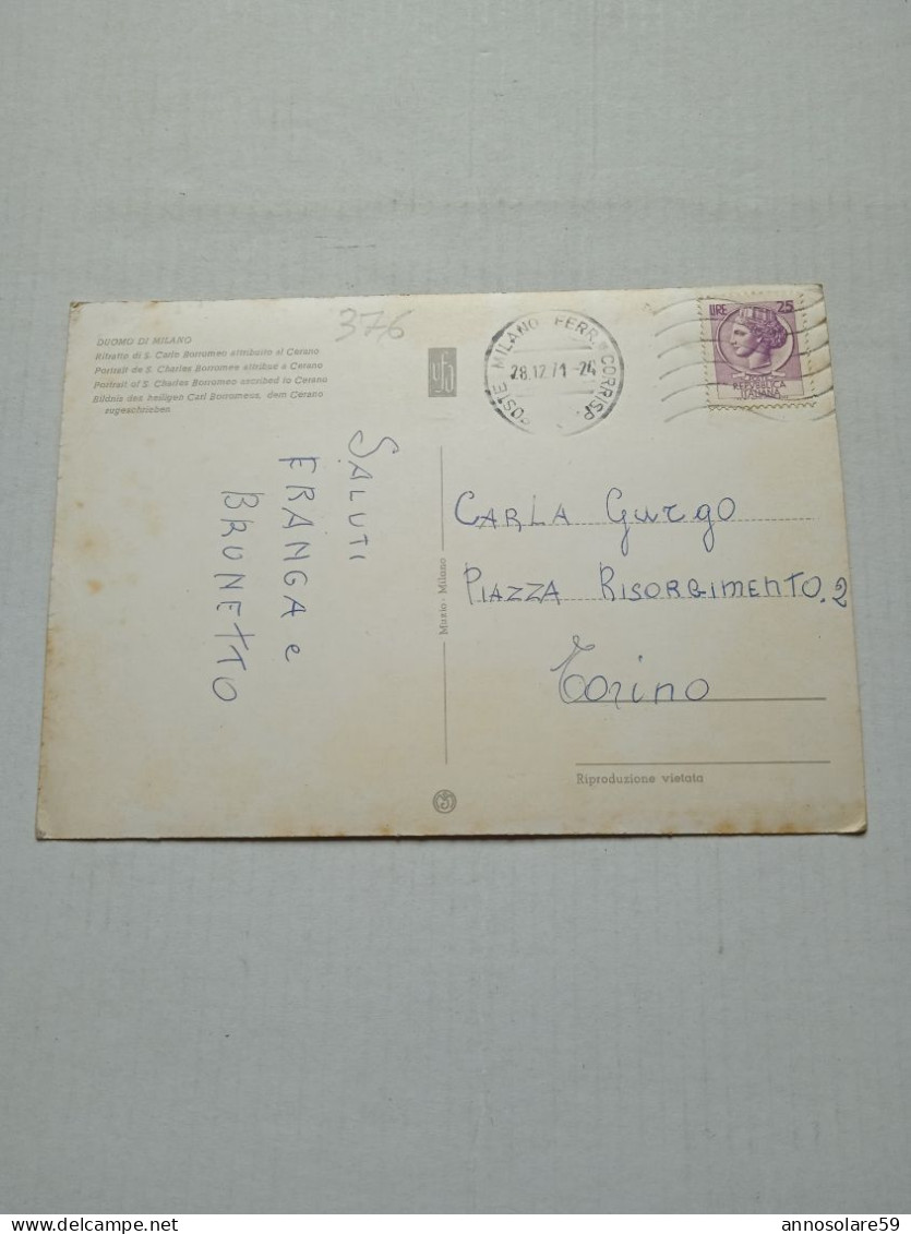 CARTOLINE: DUOMO DI MILANO RITRATTO DI S. CARLO BORROMEO - VIAGGIATA - F/G - COLORI - LEGGI - Museen