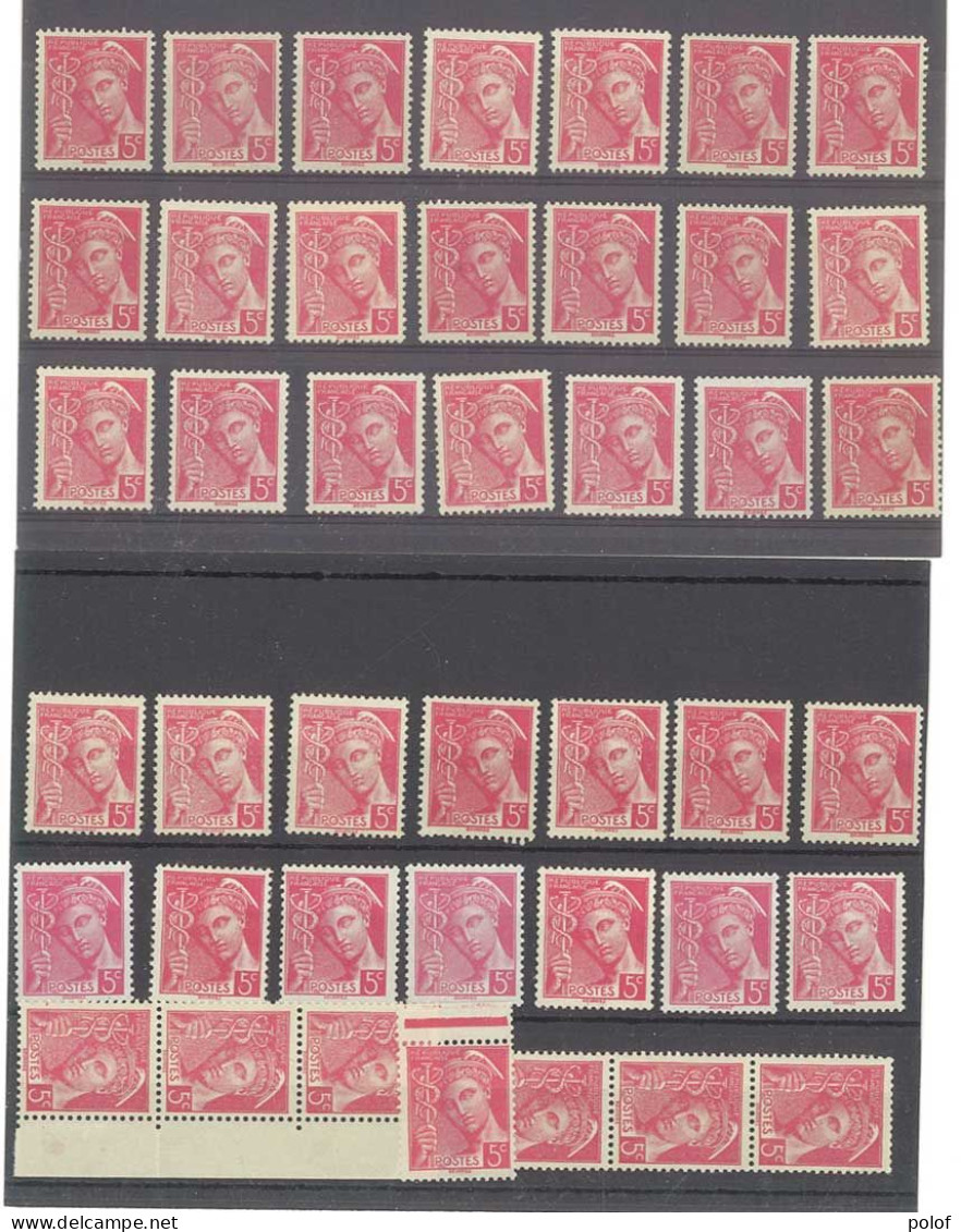 Yvert 406 - Type Mercure - Lot De 42 Timbres Neufs Sans Traces De Charnières - 1938-42 Mercure