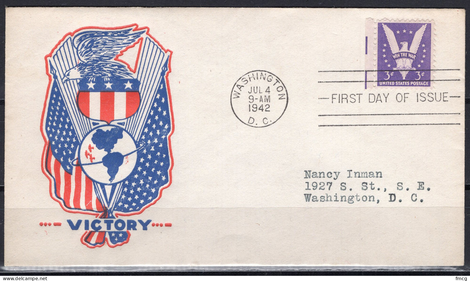 1942 Staehle First Day Cover - Win The War, Victory, Jul 4 - 1941-1950