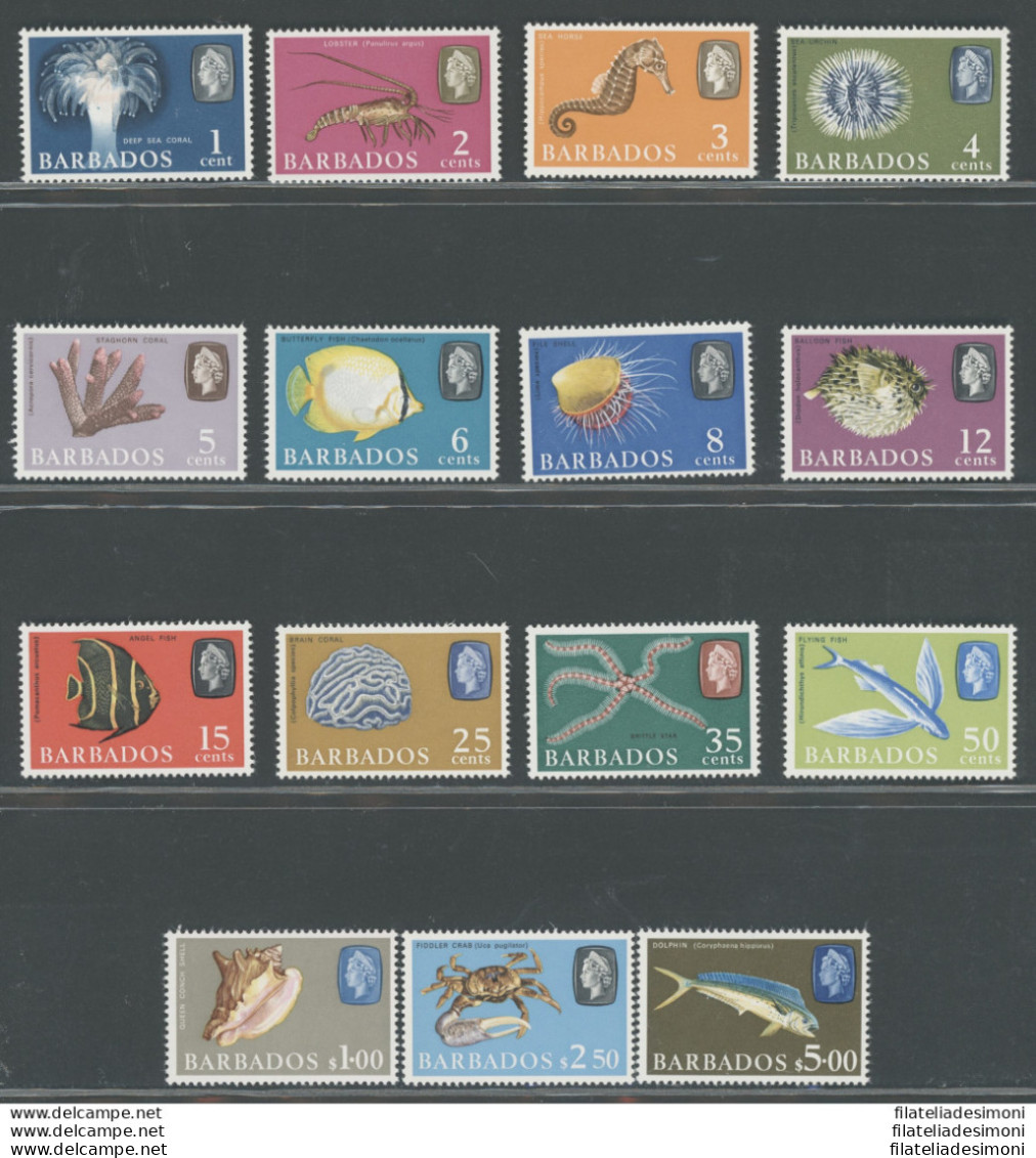 1966-69 BARBADOS, Stanley Gibbons N. 342/355a - Elisabetta II - Serie Di 15 Valori, MNH** - Other & Unclassified