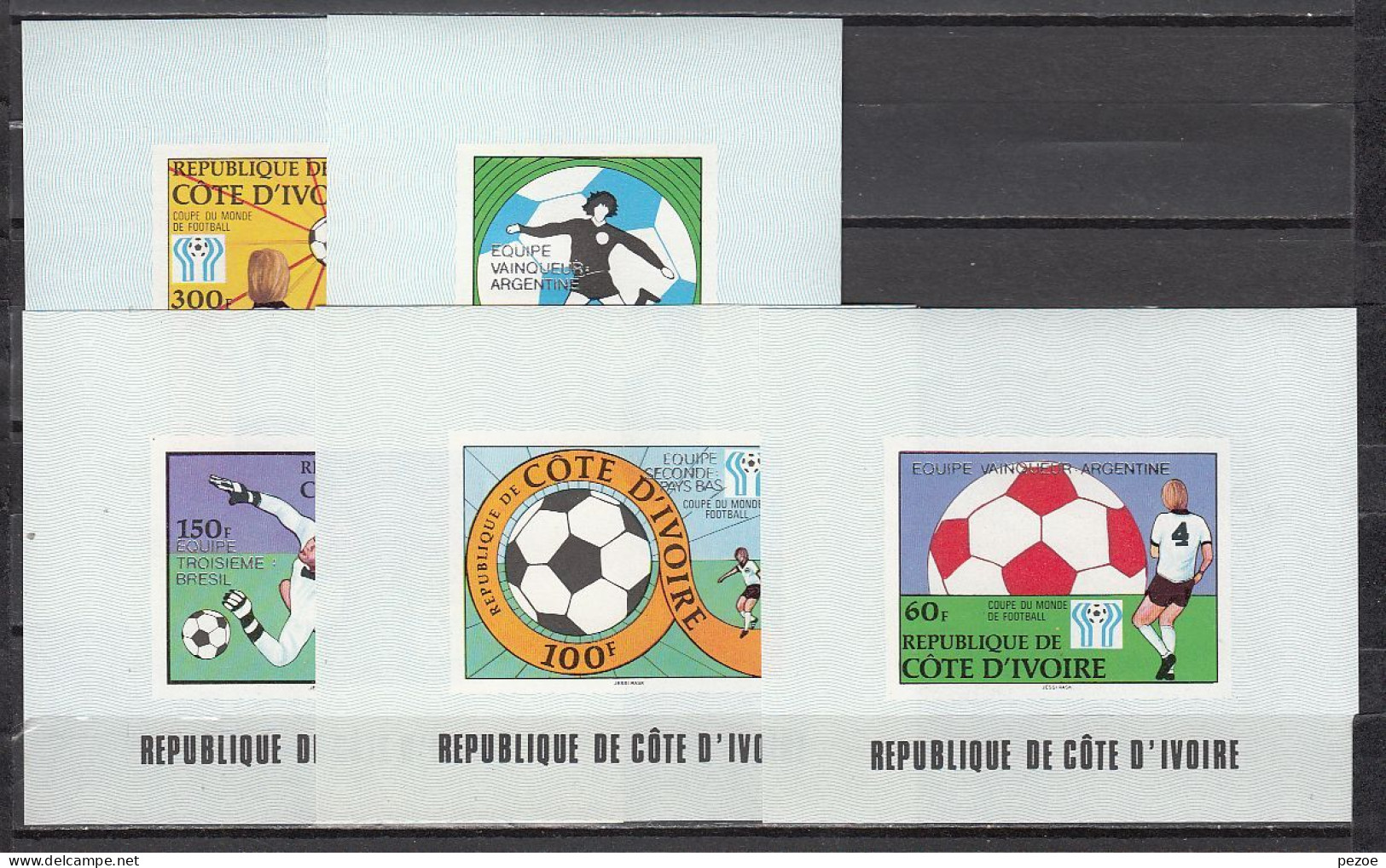 Football / Soccer / Fussball - WM 1978:  Cote D'Ivoire  5 SoBl **, Silber Aufdr. - 1978 – Argentine