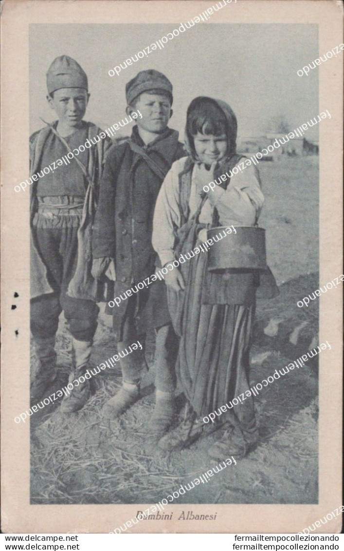 Cm613 Cartolina Cpa Albania Costume Bambini Albanesi - Autres & Non Classés