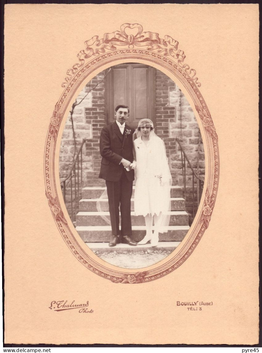 PHOTO DE MARIAGE 18 X 3.5 CM L. THALMARD A BOUILLY - Anonymous Persons