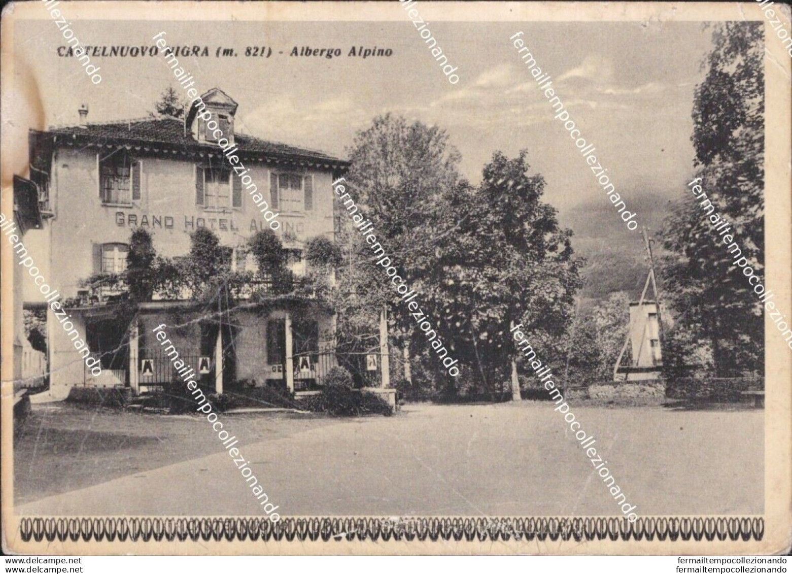 Cm624 Cartolina Castelnuovo Nigra Albergo Alpino Provincia Di Torino Pieghe - Sonstige & Ohne Zuordnung