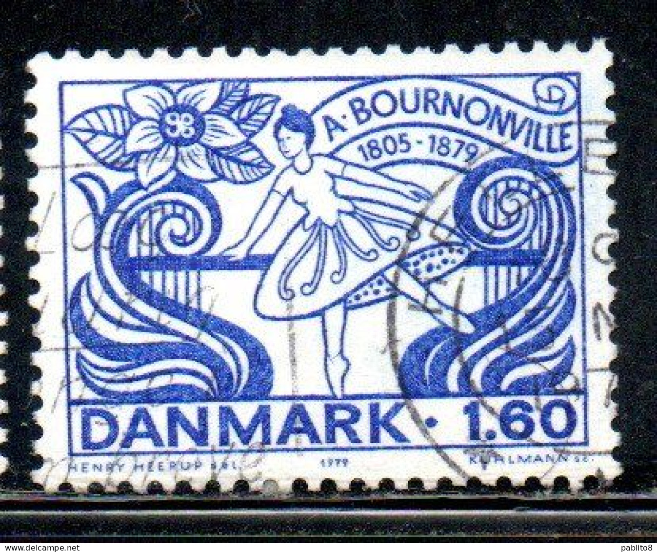 DANEMARK DANMARK DENMARK DANIMARCA 1979 AUGUST BOURNONVILLE BALLET MASTER BALLERINA 1.60k USED USATO OBLITERE' - Used Stamps
