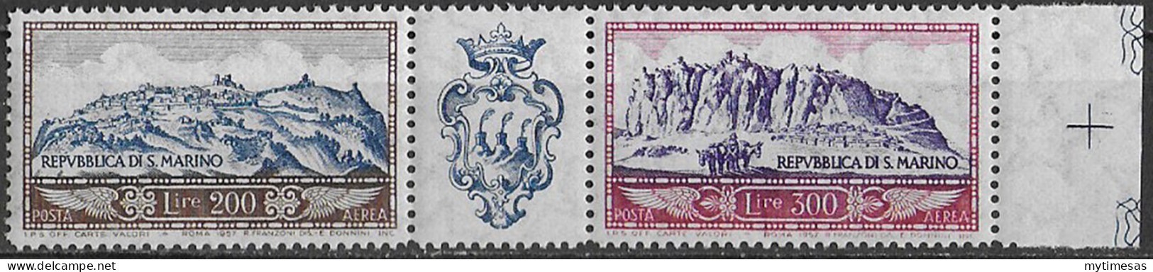 1958 San Marino Mount Titan Airmail 2v. MNH Sassone N. 119/120 - Other & Unclassified